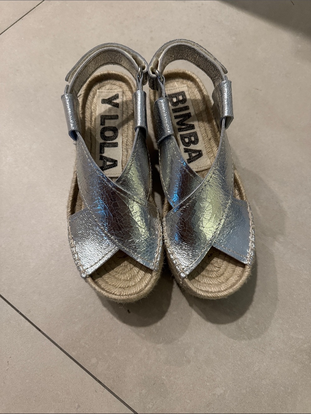 Bimba Y Lola Silver Metallic Espadrille Sandals - Women's
